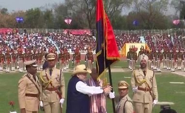 Amit Shah presents President's Colour to Haryana Police in Karnal Amit Shah, President's Colour Award, Haryana Police